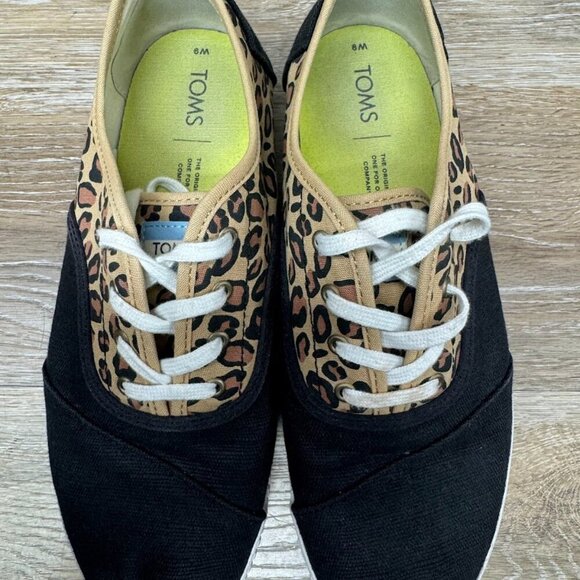 Toms Cordones Indio Leopard Canvas Platform Sneaker Women's Size 8 - Picture 2 of 6